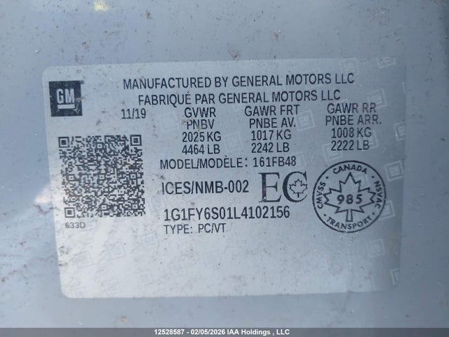 1G1FY6S01L4102156 Chevrolet BOLT EV LT
