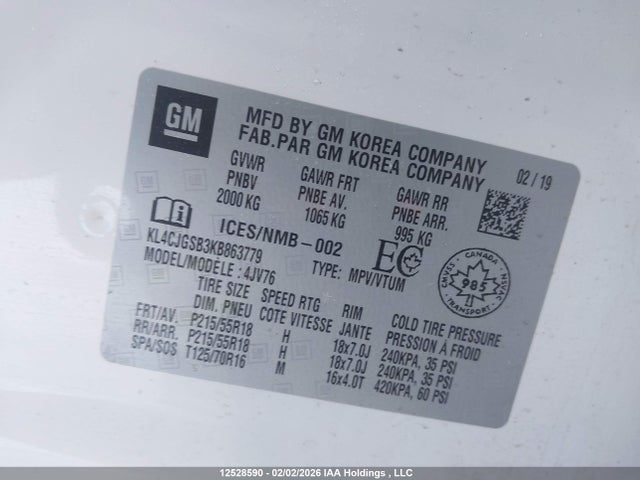 KL4CJGSB3KB863779 Buick Encore Essence