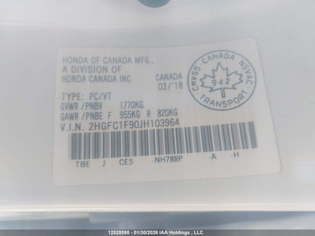 2HGFC1F90JH103964 Honda Civic Touring