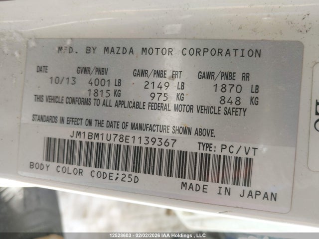 JM1BM1U78E1139367 Mazda 3 SPORT