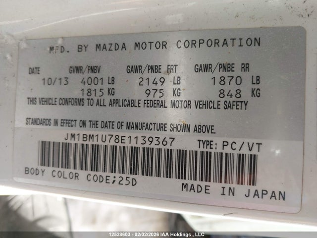 JM1BM1U78E1139367 Mazda 3 SPORT
