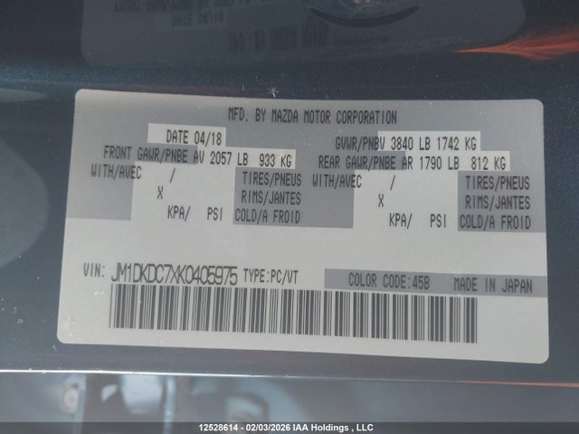 JM1DKDC7XK0405975 Mazda Cx-3 Gs