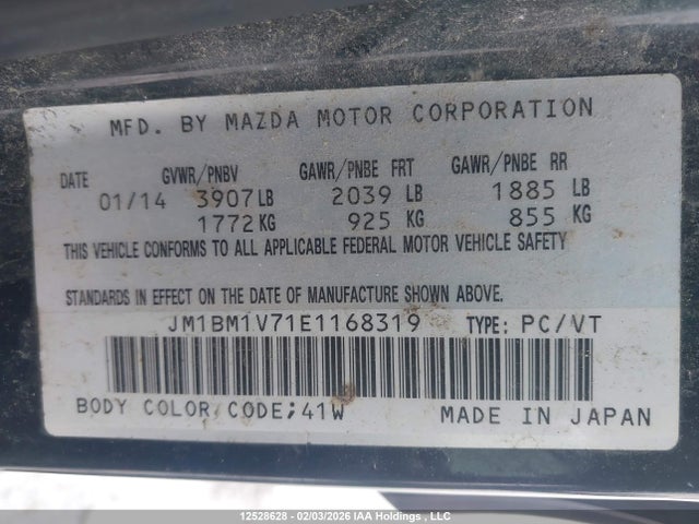 JM1BM1V71E1168319 Mazda 3 TOURING