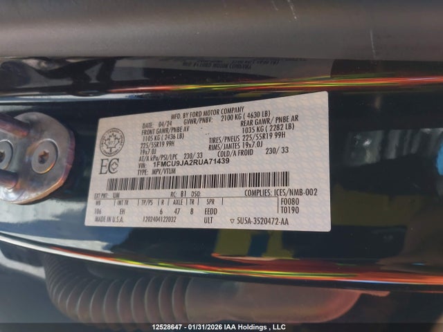 1FMCU9JA2RUA71439 Ford Escape Platinum