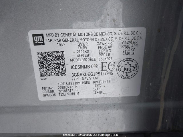 3GNAXUEG1PS127945 Chevrolet EQUINOX LT