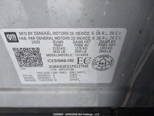 3GNAXUEG1PS127945 Chevrolet EQUINOX LT