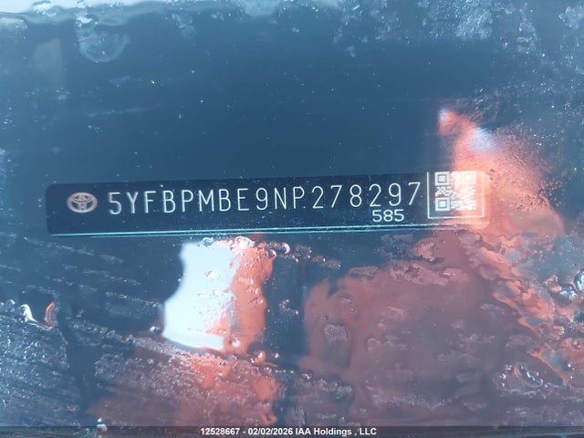 12528667 :رقم المزاد ، 5YFBPMBE9NP278297 vin ، 2022 Toyota Corolla L مزاد بيع