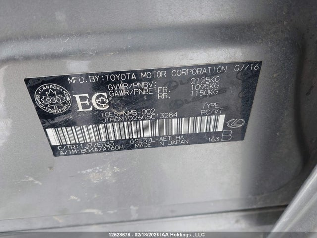 2016 Lexus Is 300 300 მანქანა იყიდება აუქციონზე, vin: JTHCM1D26G5013284, აუქციონის ნომერი: 12528678