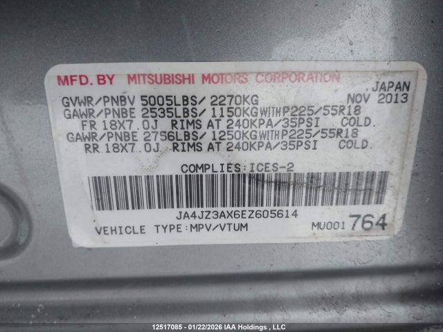 JA4JZ3AX6EZ605614 Mitsubishi Outlander Se