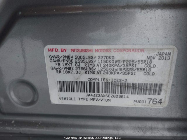 JA4JZ3AX6EZ605614 Mitsubishi Outlander Se