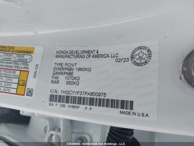 1HGCY1F37PA800975 Honda ACCORD EX