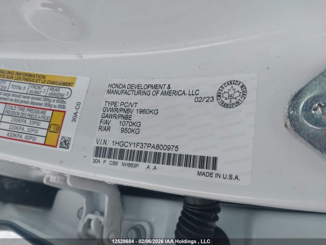 1HGCY1F37PA800975 Honda ACCORD EX