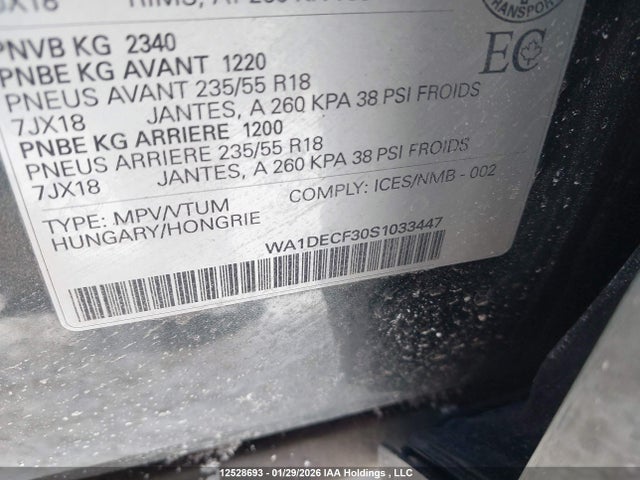 Auction sale of the 2025 Audi Q3 Premium S Line 45, vin: WA1DECF30S1033447, lot number: 12528693