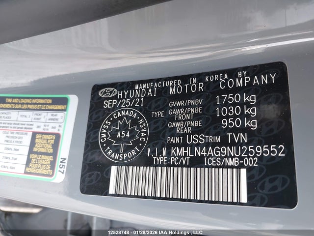 KMHLN4AG9NU259552 Hyundai ELANTRA SEL