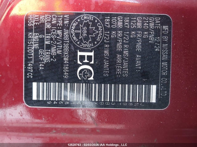 JN8BT3BBXSW418649 Nissan Rogue Sv/rc