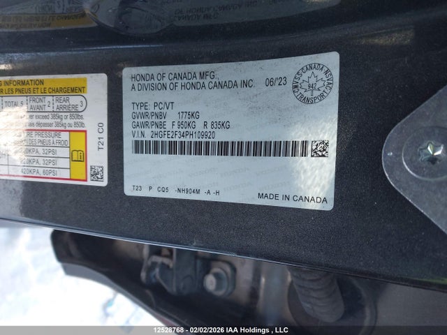 Aukcja sprzedaży 2023 Honda Civic Ex/ex-b, vin: 2HGFE2F34PH109920, numer aukcji: 12528768