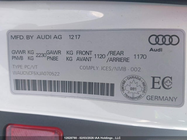 WAUCNCF5XJA070522 Audi A5 Prestige