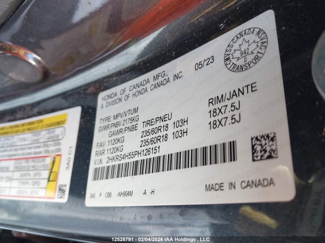 2HKRS4H55PH126151 Honda Cr-v Sport