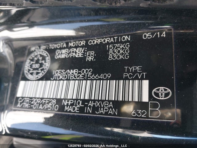 JTDKDTB32E1566409 Toyota Prius
