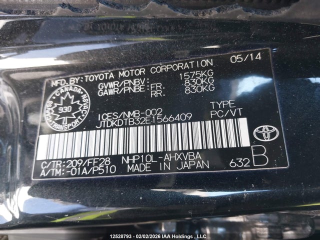 JTDKDTB32E1566409 Toyota Prius