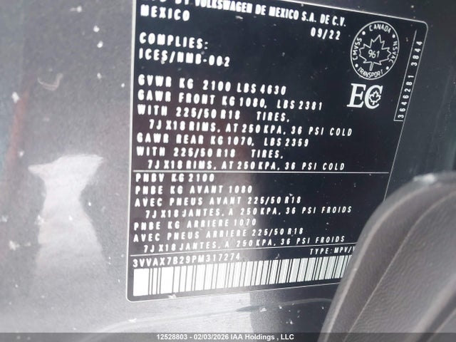 3VVAX7B29PM317274 Volkswagen TAOS S