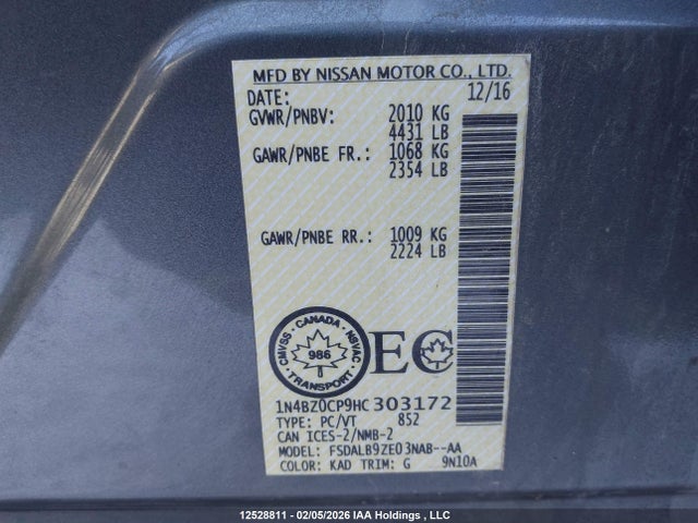 Nissan Leaf S/sl/sv 2017 1N4BZ0CP9HC303172 Image 9
