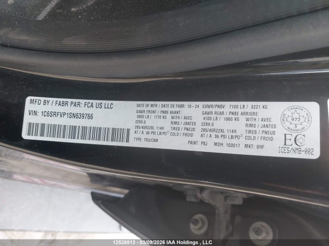 Aukcja sprzedaży 2025 Dodge Ram 1500, vin: 1C6SRFVP1SN639766, numer aukcji: 12528813