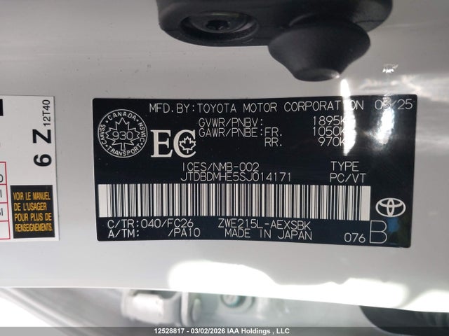 JTDBDMHE5SJ014171 Toyota Corolla Hybrid Se