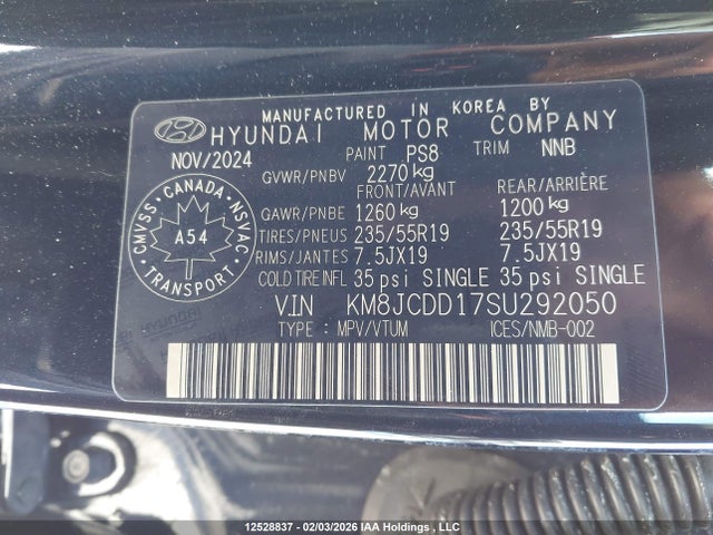 Aukcja sprzedaży 2025 Hyundai Tucson Ultimate Hybrid Awd, vin: KM8JCDD17SU292050, numer aukcji: 12528837