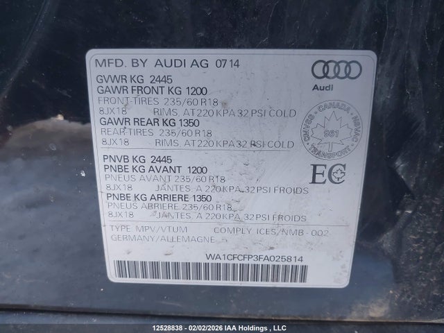 WA1CFCFP3FA025814 Audi Q5 2.0t Komfort