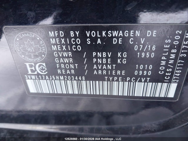 2017 Volkswagen Jetta Sel/sel Premium მანქანა იყიდება აუქციონზე, vin: 3VWL17AJ5HM203448, აუქციონის ნომერი: 12528860