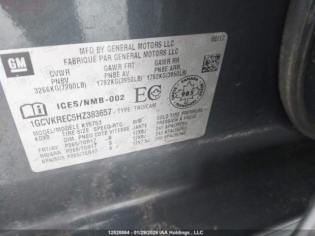 1GCVKREC5HZ383657 Chevrolet Silverado K1500 Lt