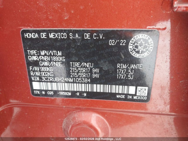3CZRU6H24NM105384 Honda HR-V SPORT