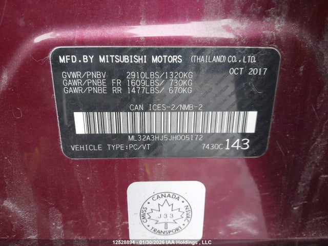 Mitsubishi MIRAGE ES 2018 ML32A3HJ5JH005172 Image 9