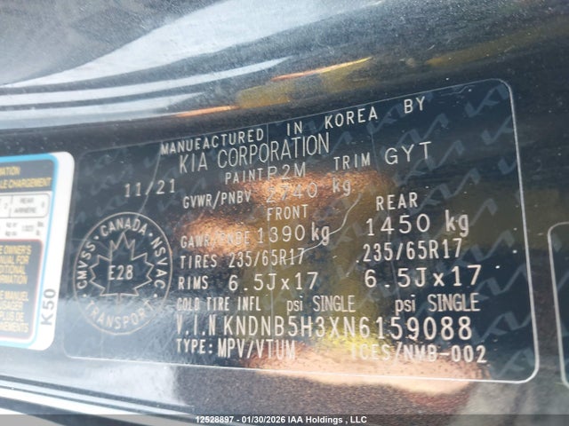KNDNB5H3XN6159088 KIA Carnival Lx