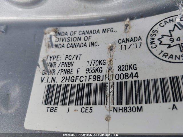 2HGFC1F98JH100844 Honda Civic Touring