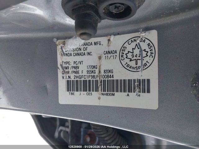 2HGFC1F98JH100844 Honda Civic Touring