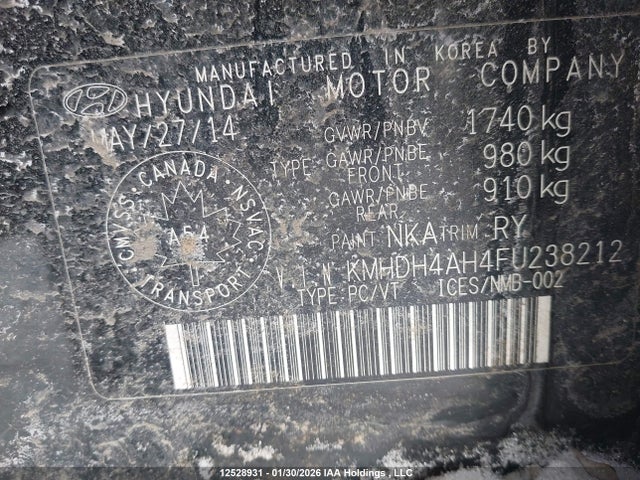 KMHDH4AH4FU238212 Hyundai Elantra Gls
