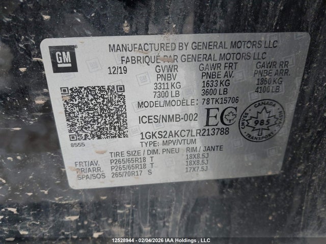 Aukcja sprzedaży 2020 Gmc Yukon Sle, vin: 1GKS2AKC7LR213788, numer aukcji: 12528944