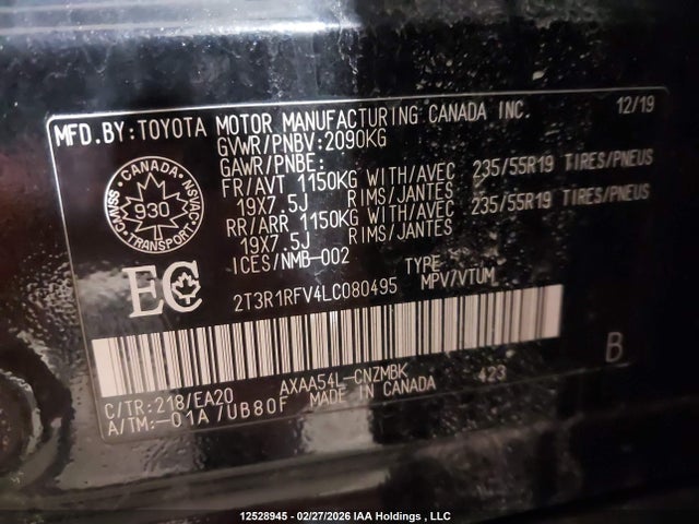 2T3R1RFV4LC080495 Toyota Rav4 Xle/xle Premium