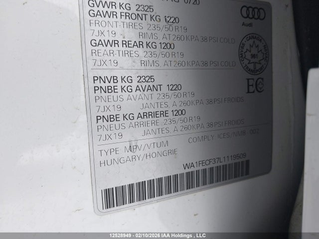 WA1FECF37L1119509 Audi Q3
