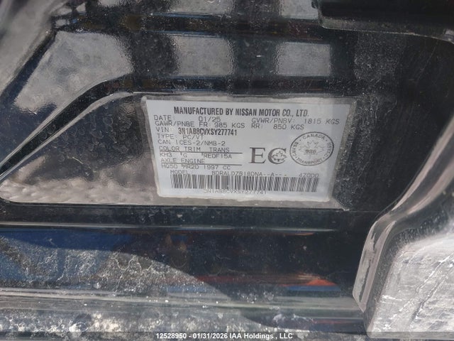 3N1AB8CVXSY277741 Nissan SENTRA SV