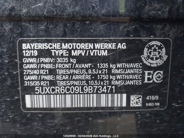 Aukcja sprzedaży 2020 Bmw X5 Xdrive40i, vin: 5UXCR6C09L9B73471, numer aukcji: 12528958