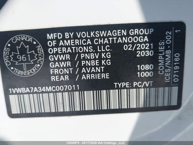 1VWBA7A34MC007011 Volkswagen Passat