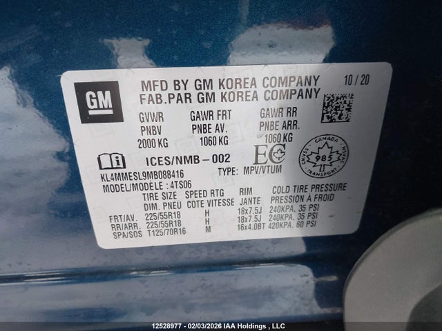 KL4MMESL9MB088416 Buick Encore Gx Select