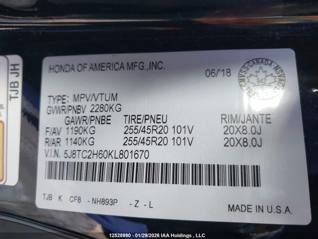 5J8TC2H60KL801670 Acura Rdx A-spec
