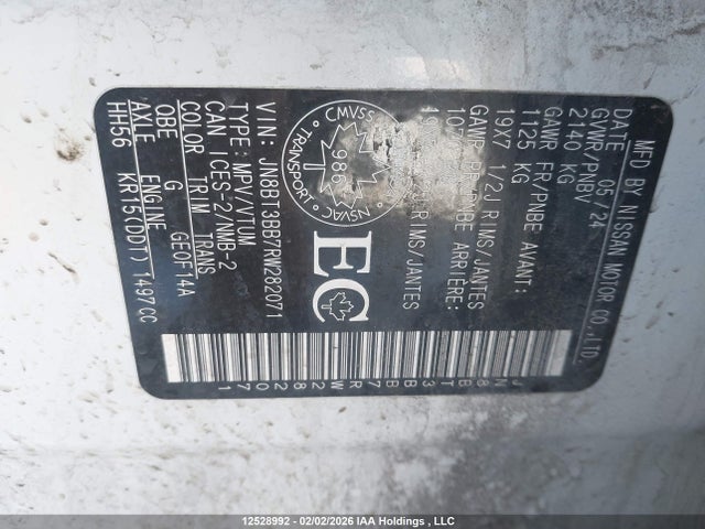 Продажа на аукционе авто 2024 Nissan Rogue Sv, vin: JN8BT3BB7RW282071, номер лота: 12528992