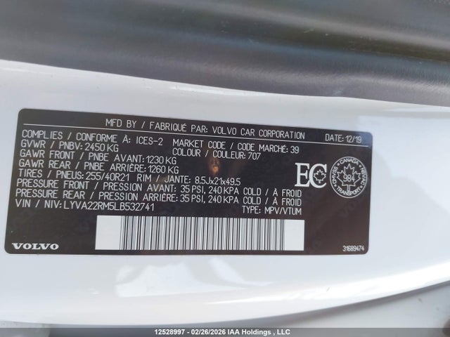 Volvo Xc60 T6 R-design 2020 LYVA22RM5LB532741 Image 19