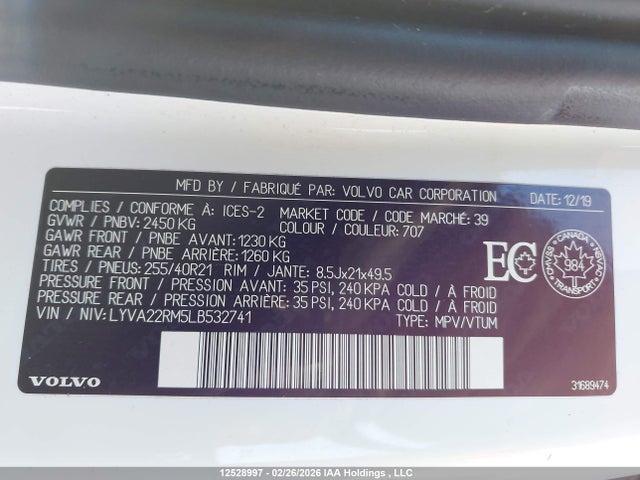 Volvo Xc60 T6 R-design 2020 LYVA22RM5LB532741 Image 9