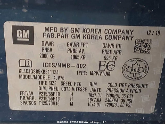 KL4CJGSB5KB811134 Buick Encore